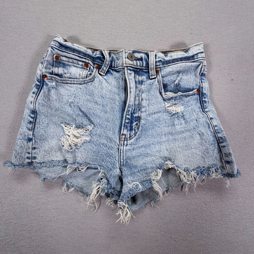 Abercrombie & Fitch Mom Short Women 24 00 Good Light Wash Distressed High Rise